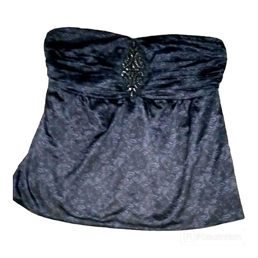 Torrid Strapless Lined Beaded Black Top 1X 14 - 16